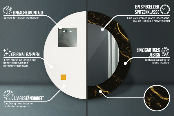 Round wall mirror design Black marble