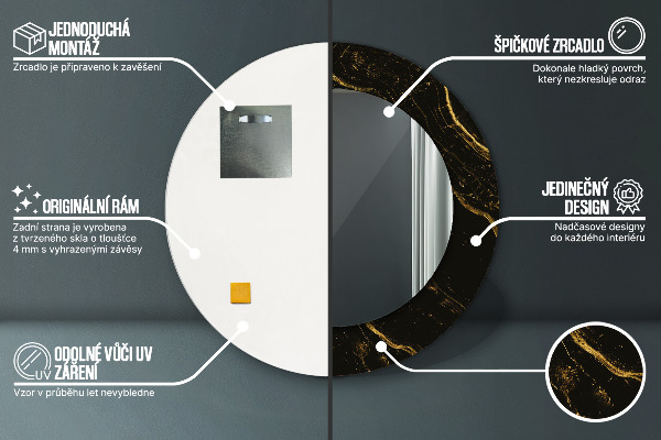 Round wall mirror design Black marble