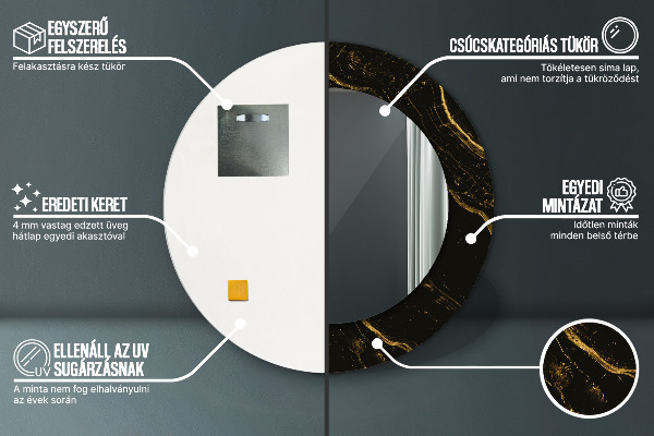 Round wall mirror design Black marble