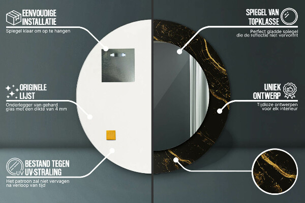 Round wall mirror design Black marble