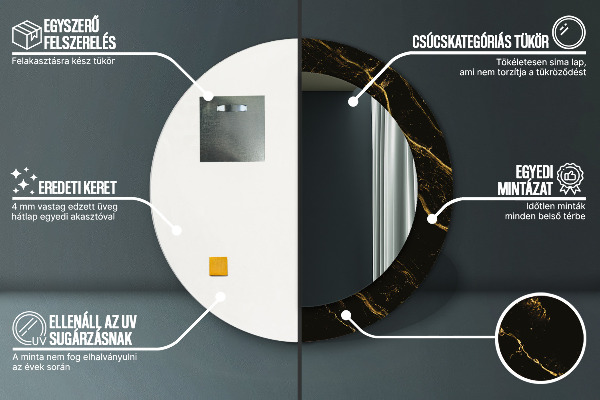 Round wall mirror design Black marble