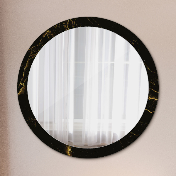 Round wall mirror design Black marble