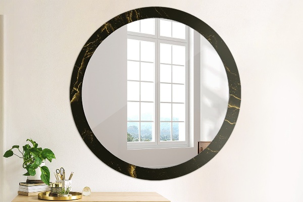Round wall mirror design Black marble