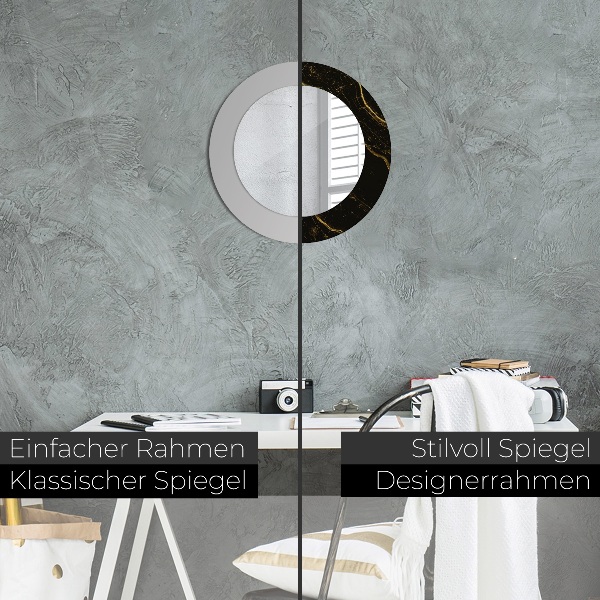Round wall mirror design Black marble