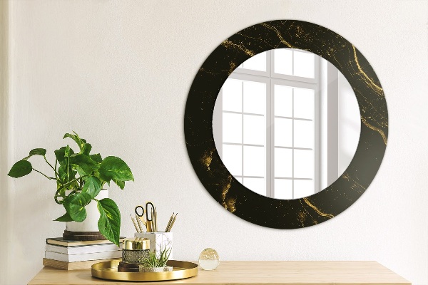 Round wall mirror design Black marble