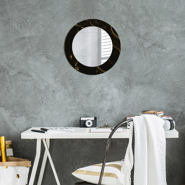 Round wall mirror design Black marble