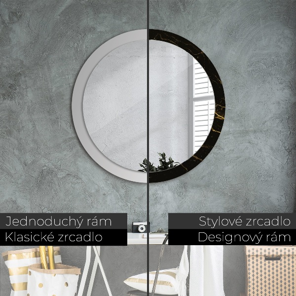 Round wall mirror design Black marble