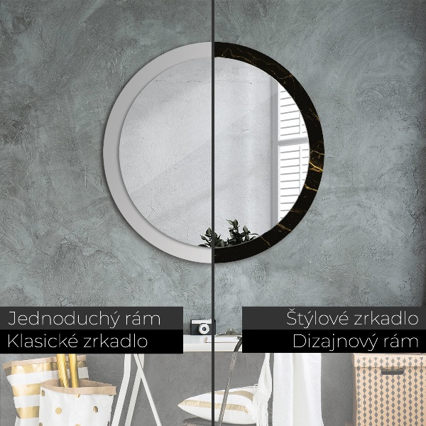 Round wall mirror design Black marble
