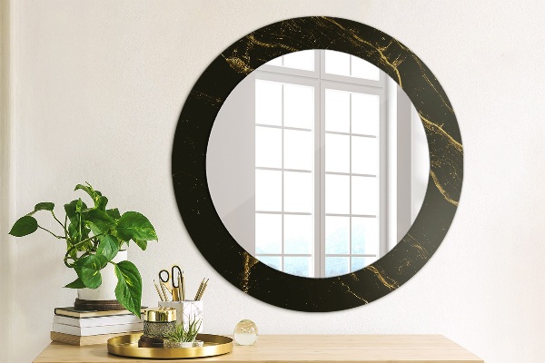 Round wall mirror design Black marble