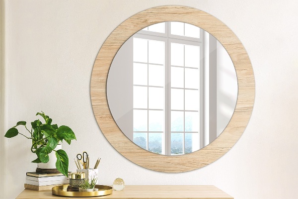 Round wall mirror design Wood texture