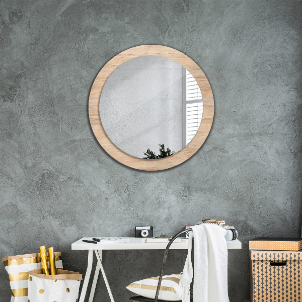 Round wall mirror design Wood texture
