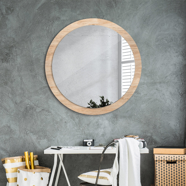 Round wall mirror design Wood texture