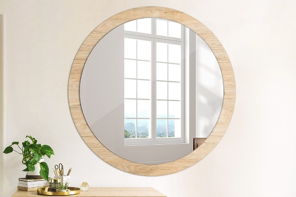 Round wall mirror design Wood texture
