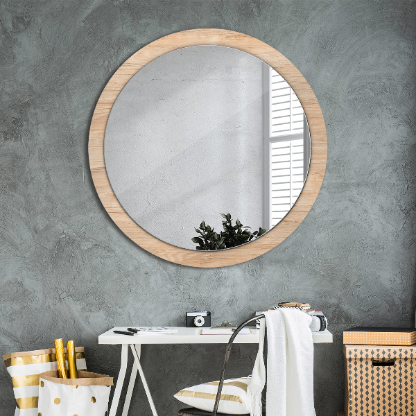 Round wall mirror design Wood texture