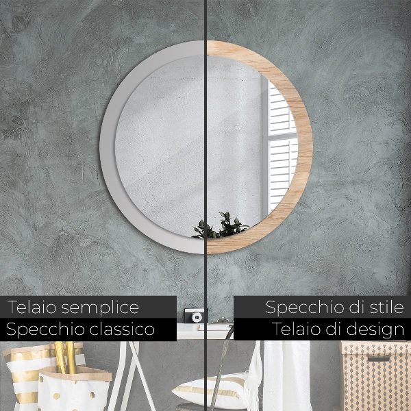 Round wall mirror design Wood texture