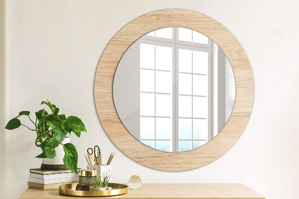 Round wall mirror design Wood texture