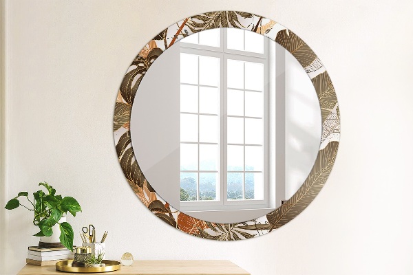 Round mirror frame with print Palm leaves