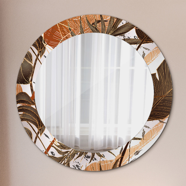 Round mirror frame with print Palm leaves