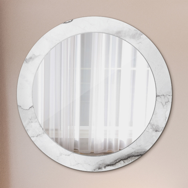 Round mirror frame with print White marble