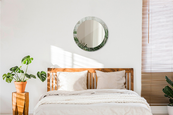 Round printed mirror Fern leaves