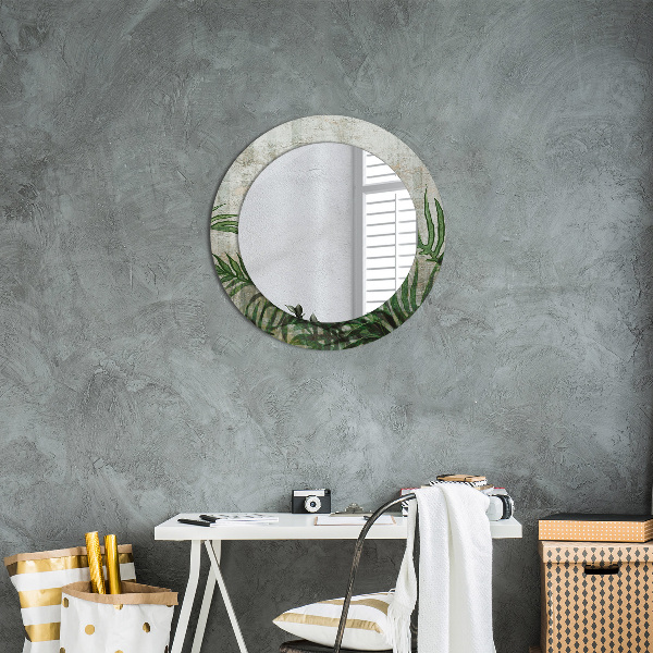 Round printed mirror Fern leaves