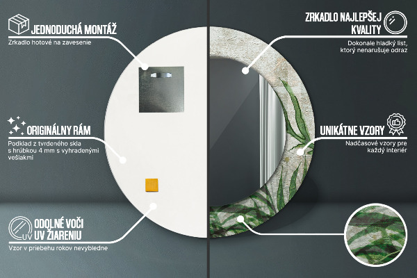 Round printed mirror Fern leaves