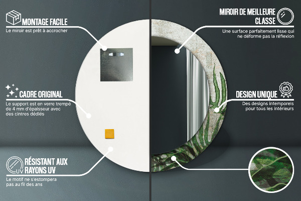 Round printed mirror Fern leaves