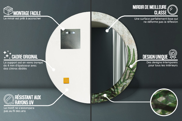 Round printed mirror Fern leaves