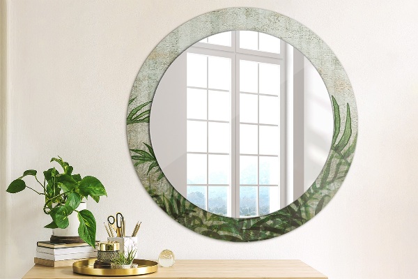 Round printed mirror Fern leaves