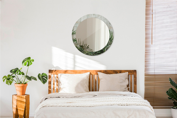 Round printed mirror Fern leaves