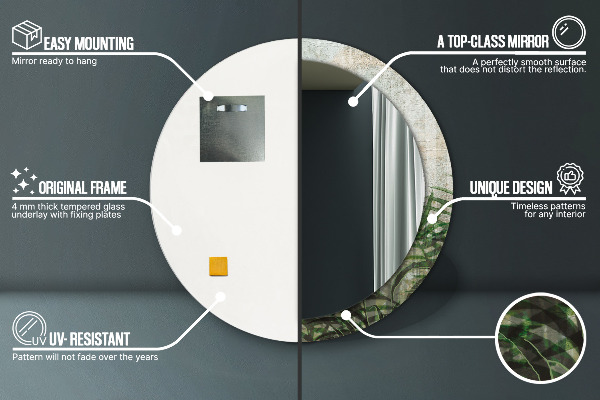 Round printed mirror Fern leaves