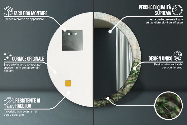 Round printed mirror Fern leaves