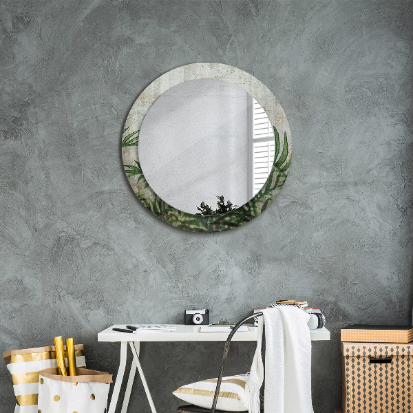 Round printed mirror Fern leaves