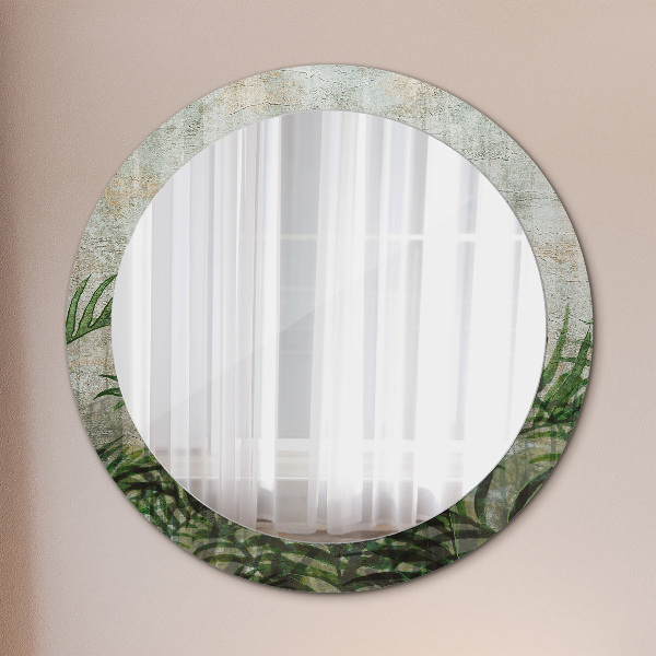 Round printed mirror Fern leaves
