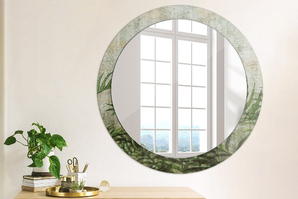 Round printed mirror Fern leaves