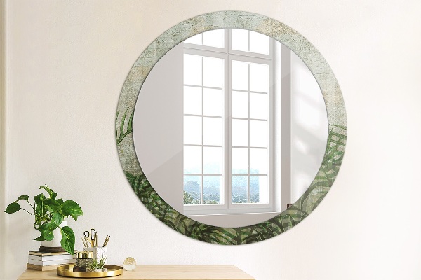 Round printed mirror Fern leaves