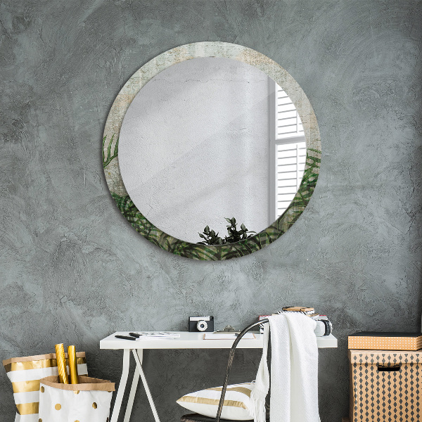 Round printed mirror Fern leaves