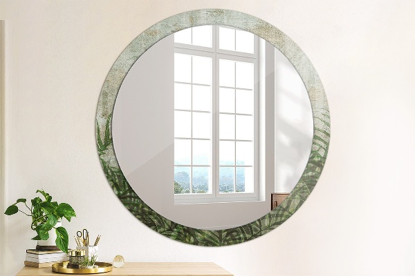 Round printed mirror Fern leaves