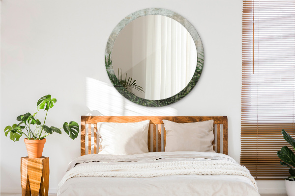 Round printed mirror Fern leaves