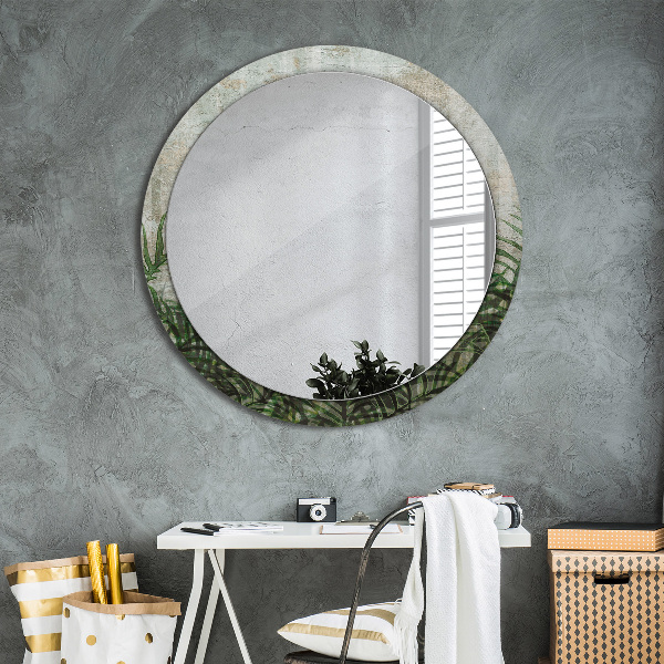 Round printed mirror Fern leaves