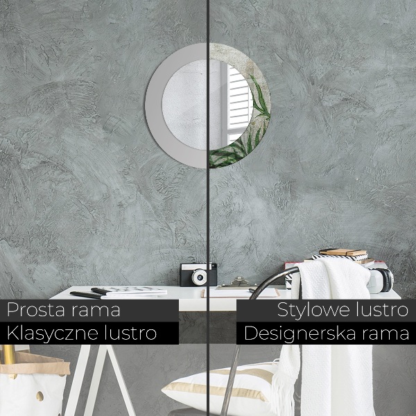 Round printed mirror Fern leaves