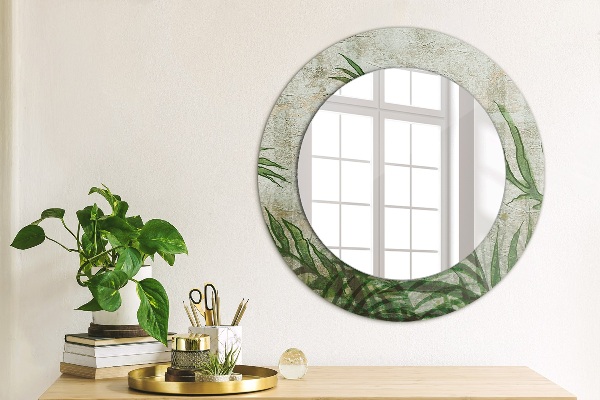 Round printed mirror Fern leaves