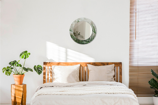 Round printed mirror Fern leaves