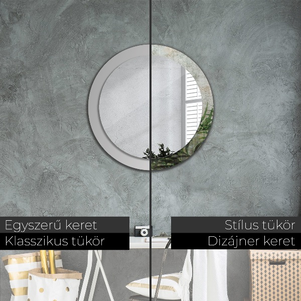 Round printed mirror Fern leaves