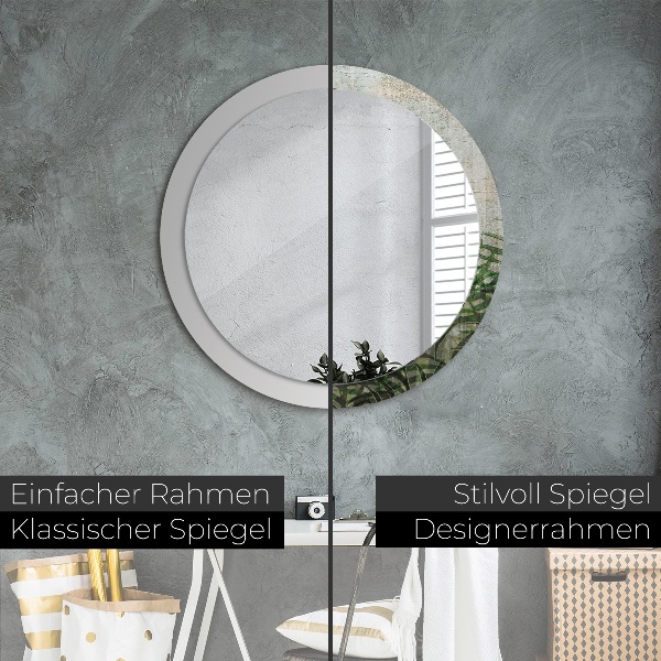 Round printed mirror Fern leaves