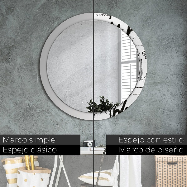 Round printed mirror Graffiti pattern