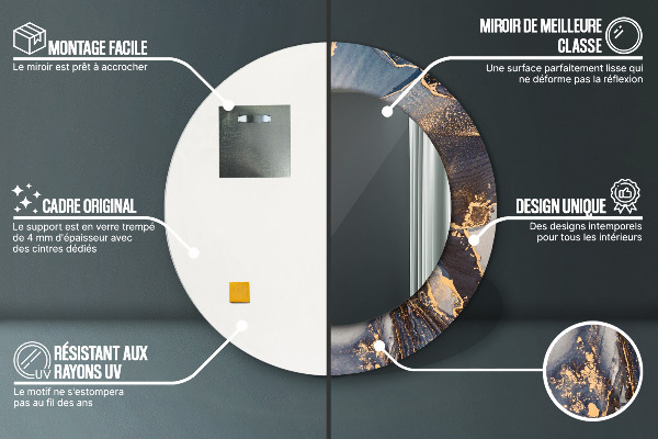 Round mirror frame with print Abstract fluid