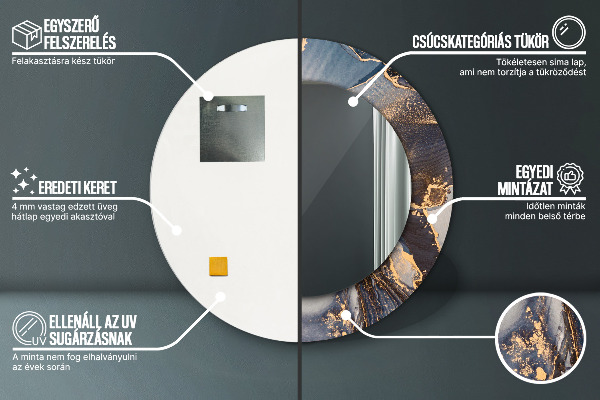 Round mirror frame with print Abstract fluid