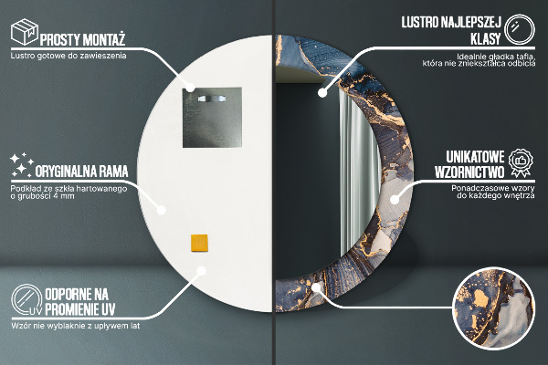Round mirror frame with print Abstract fluid