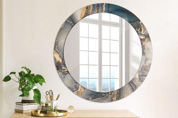 Round mirror frame with print Abstract fluid